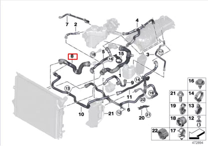 NEW BMW 2 CABRIO F23 WATER RADIATOR COOLANT HOSE 17128662841 ORIGINAL