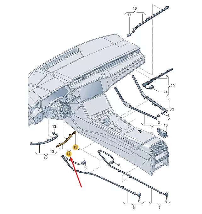 NEW AUDI A6 C8 CENTRE FIBRE OPTIC CONDUCTOR LHD 4K1947251A