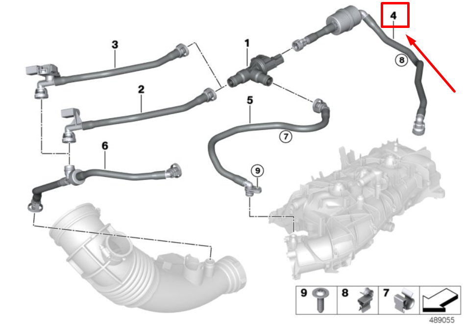 new bmw 3 g20,g28 fuel tank breath. line w/resonator 13908663978 8663978