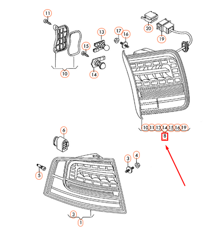 new audi a8 d3 rear left inner taillight usa 4e0945093j original