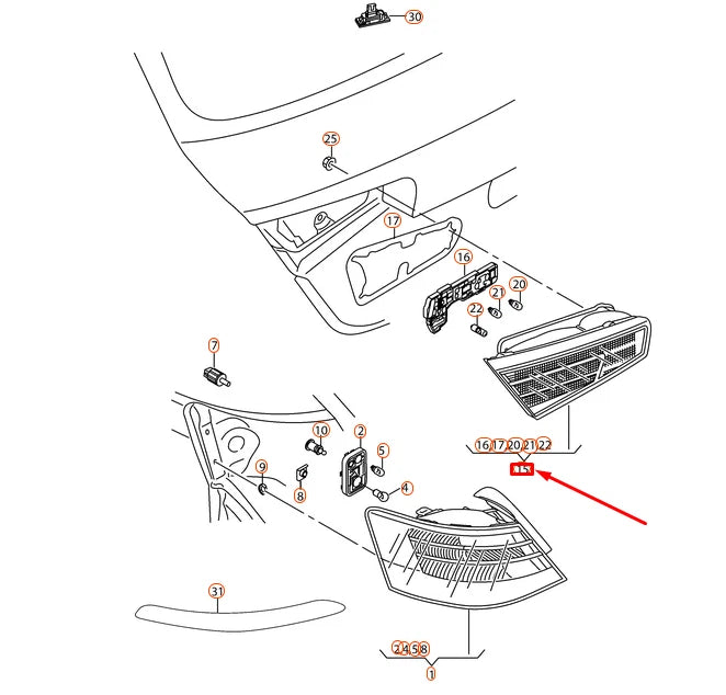 NEW AUDI A3 8V REAR RIGHT INNER TAIL LIGHT 8V4945094