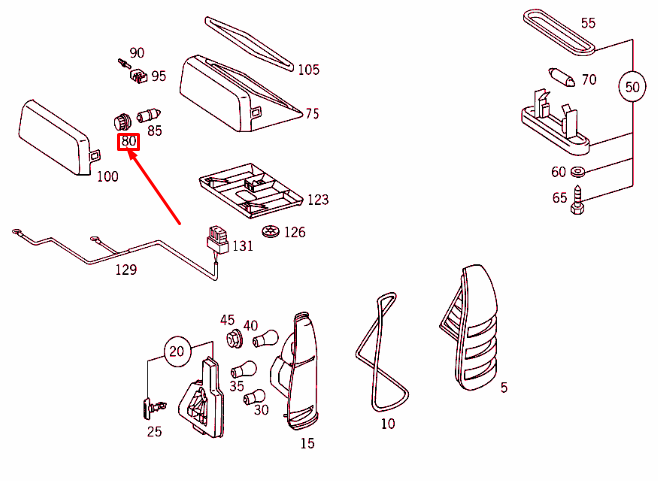 NEW MERCEDES-BENZ C W202 THIRD BRAKE LIGHT BULB SOCKET A1408260982 ORIGINAL