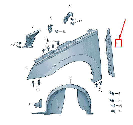new skoda kamiq front left fender closing element 654821111a original
