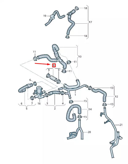 NEW VW TRANSPORTER VI T6 COOLANT HOSE 7E0121157R
