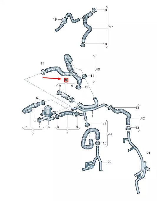 NEW VW TRANSPORTER VI T6 COOLANT HOSE 7E0121157R