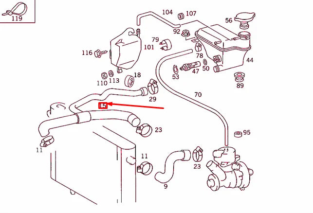 NEW MERCEDES-BENZ E W124 RADIATOR BOTTOM HOSE A1245016182 ORIGINAL