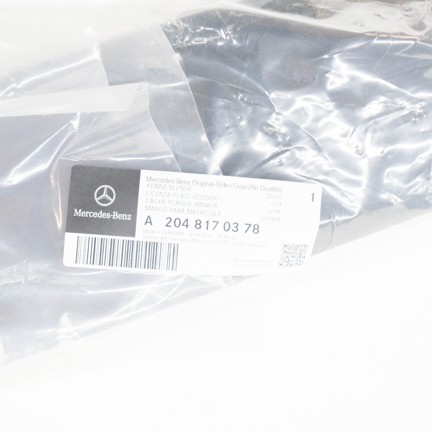 NEW MB C-CLASS W204 FRONT BUMPER LICENSE NUMBER PLATE A2048170378 2010 ORIGINAL