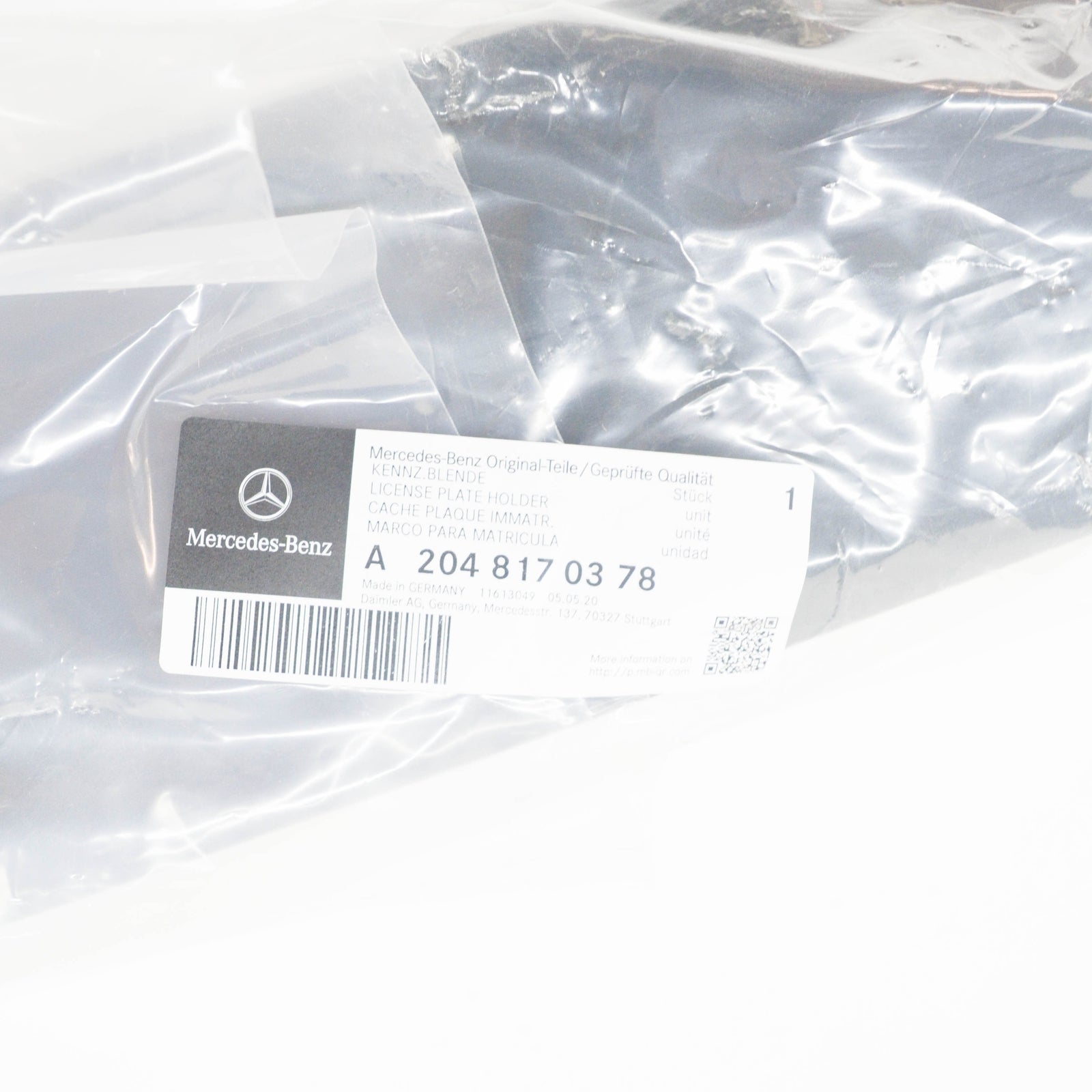 NEW MB C-CLASS W204 FRONT BUMPER LICENSE NUMBER PLATE A2048170378 2010 ORIGINAL