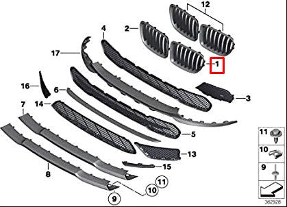 NEW BMW X1 E84 FRONT RADIATOR LEFT GRILL 51112993305 2993305 ORIGINAL