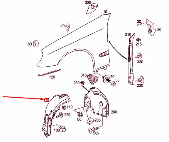 NEW MERCEDES-BENZ E W211 FRONT RIGHT WHEEL ARCH COVER A2116980230