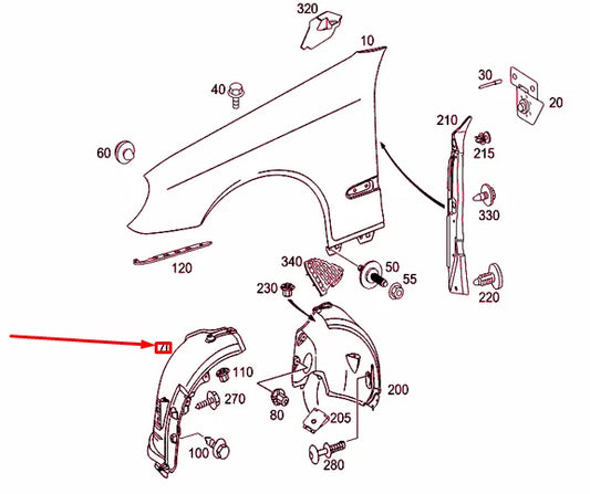 NEW MERCEDES-BENZ E W211 FRONT RIGHT WHEEL ARCH COVER A2116980230
