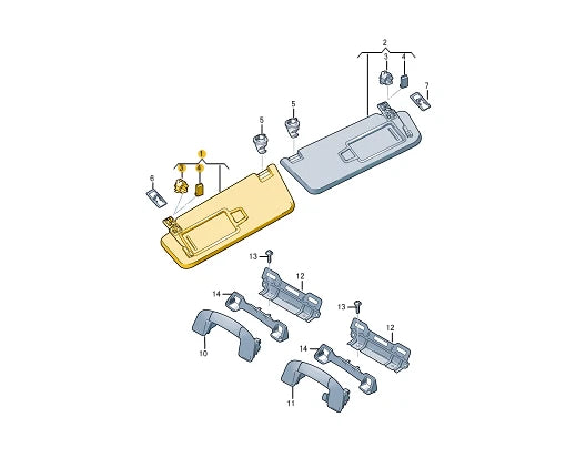 NEW VOLKSWAGEN ARTEON 3H7 LEFT SIDE SUN VISOR 3G0857551AR4FG ORIGINAL