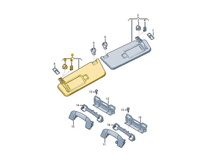 NEW VOLKSWAGEN ARTEON 3H7 LEFT SIDE SUN VISOR 3G0857551AR4FG ORIGINAL