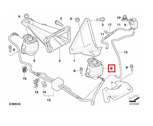 new bmw 5 e60 right side engine mount 22116769874 original