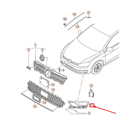 NEW VW GOLF MK7 FRONT BUMPER RIGHT AIR GUIDE GRILLE 5G0853666K9B9 ORIGINAL