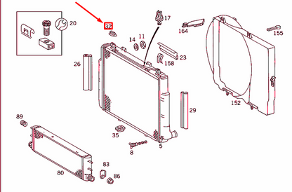 NEW MB S W140 RADIATOR TO CENTRAL STIFFENING RUBBER MOUNTING A1405040312