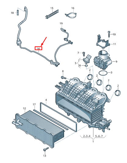 new vw caddy iv sa mk6 engine connecting hose 04e133366ba original