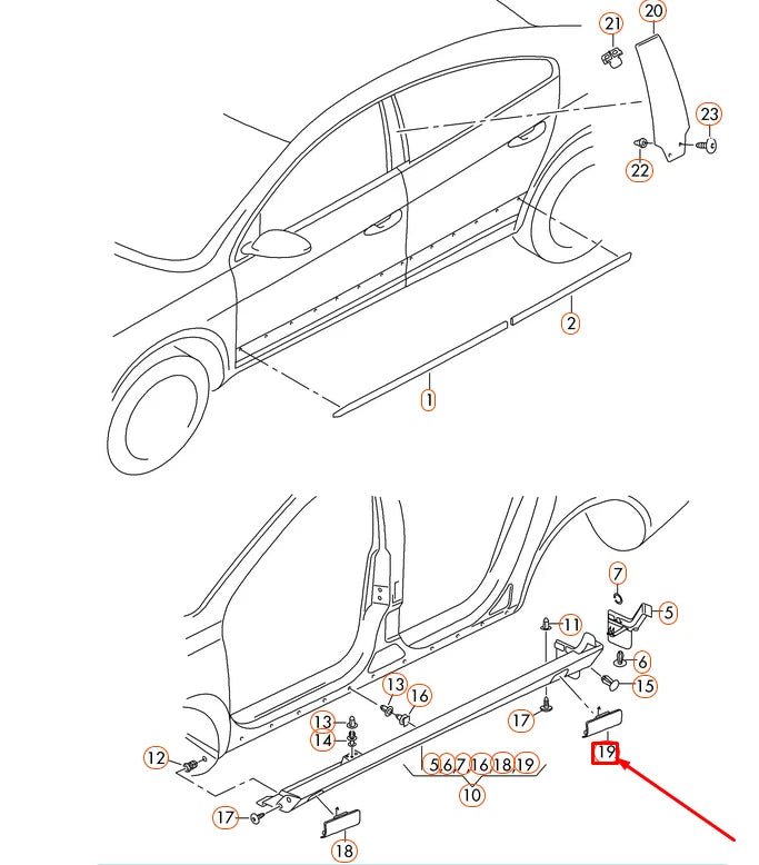 NEW VOLKSWAGEN CC REAR RIGHT JACK POINT COVER 3C8853436GRU