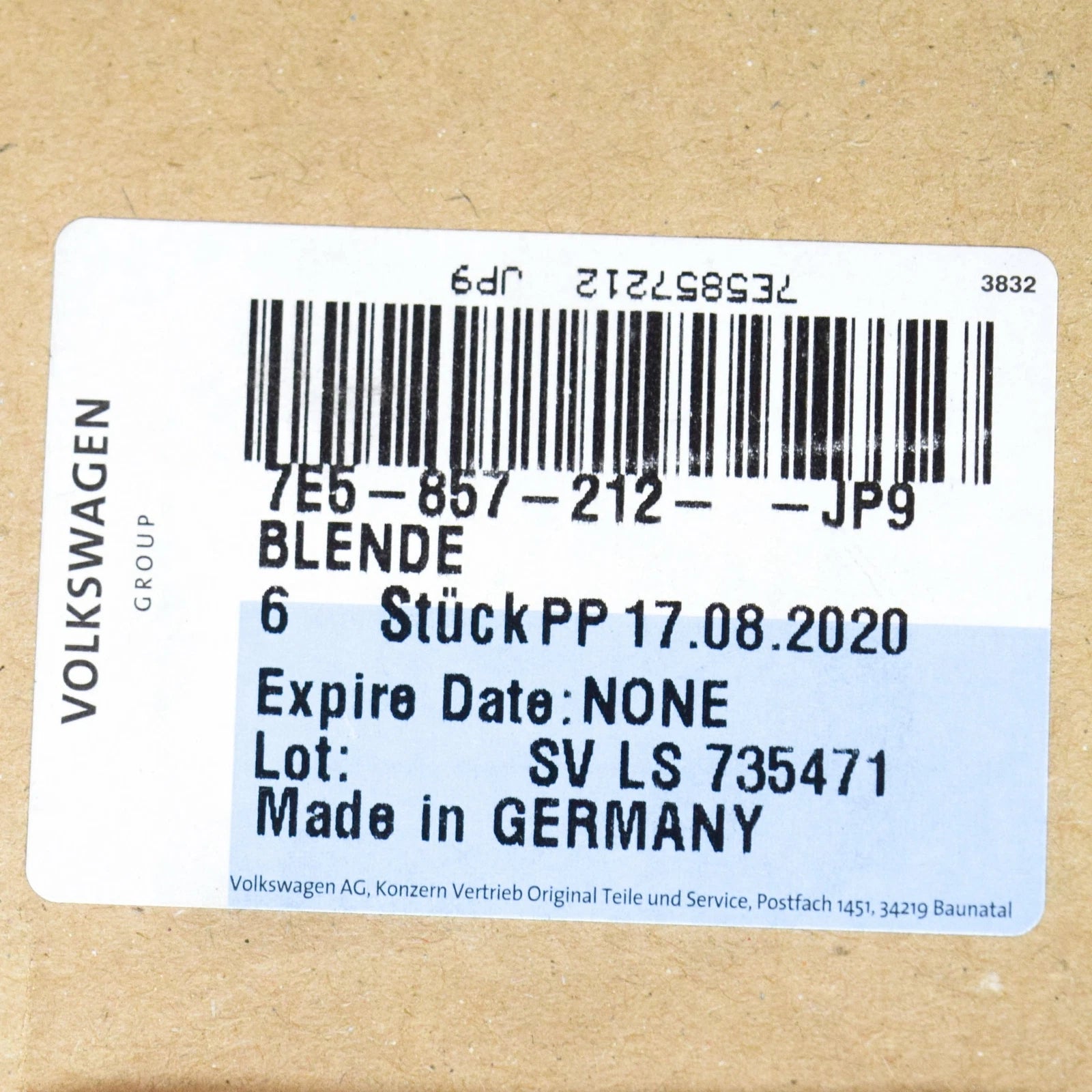 NEW VW TRANSPORTER T6 FRESH AIR AND HEATER CONTROL TRIM 7E5857212JP9