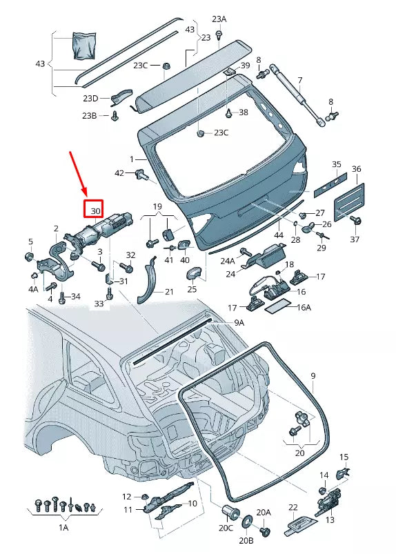 NEW AUDI Q5 8R REAR LEFT TAILGATE DRIVE UNIT 8R0827851B ORIGINAL