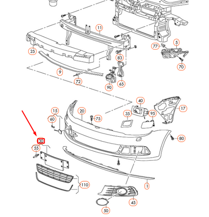 NEW VOLKSWAGEN EOS FRONT BUMPER LICENCE PLATE HOLDER 1Q0807285E9B9 ORIGINAL