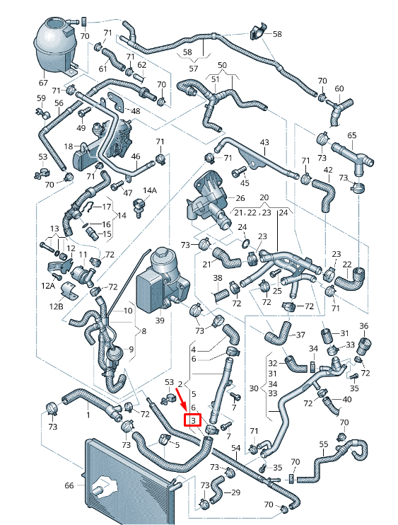 new vw amarok 2h engine coolant hose 2h0121051b original