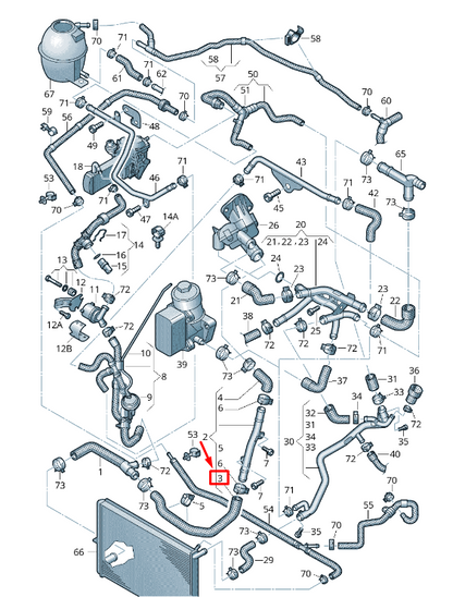 new vw amarok 2h engine coolant hose 2h0121051b original