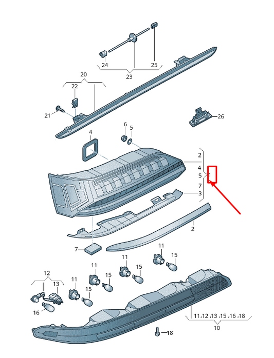 new audi q7 4m rear left side tailgate taillight 4m0945075 original