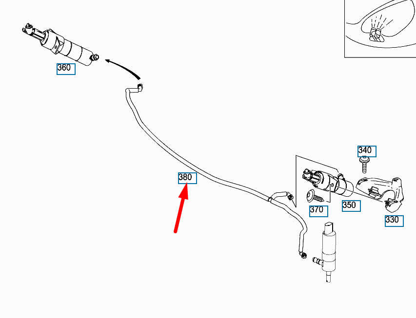 NEW MERCEDES-BENZ GLK-CLASS X204 HEADLIGHT WASHER HOSE A2048601092 ORIGINAL