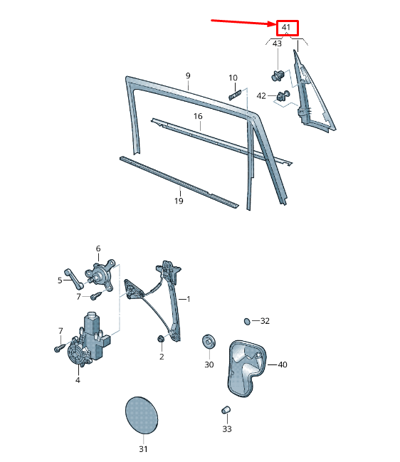 NEW VW POLO 6R REAR RIGHT DOOR WINDOW FRAME TRIM 6R0839902041 ORIGINAL