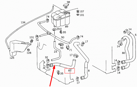 new mb s-class w140 expansion tank hose a1405000175 4.2 petrol original