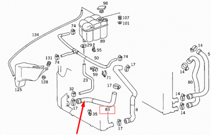 new mb s-class w140 expansion tank hose a1405000175 4.2 petrol original