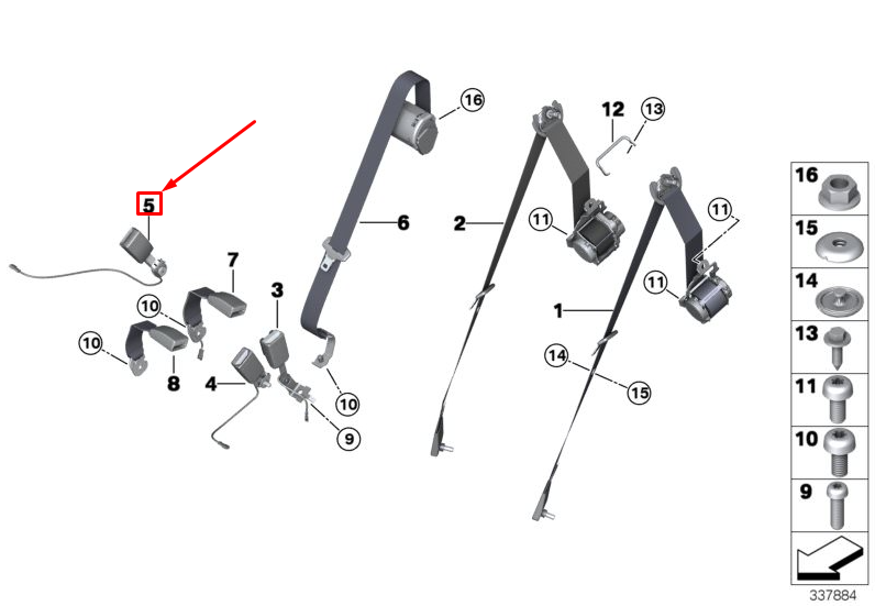 new bmw x5 f15 rear right seat buckle 72117321416 7321416 original