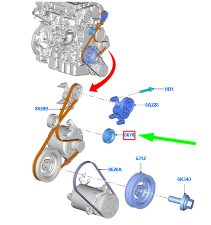 new ford focus mk3 c346 idler pulley 5224204 ds7e-19a216-aa original
