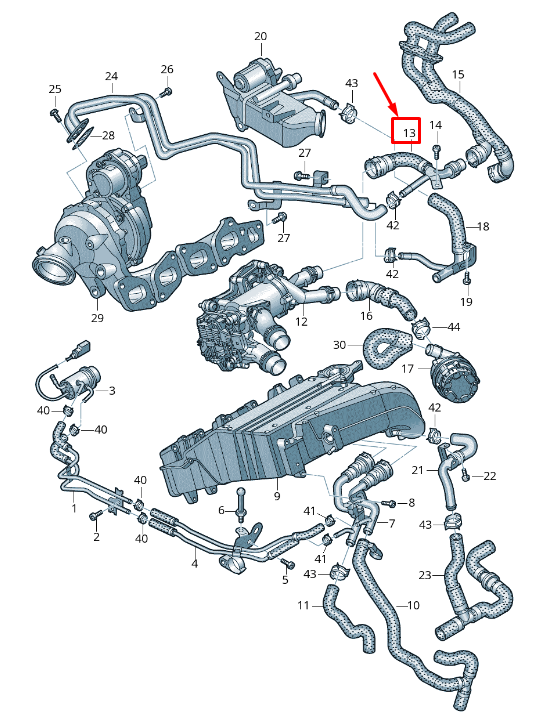 new audi a5 f5 engine coolant pipe with coolant hose 05l122157ce original