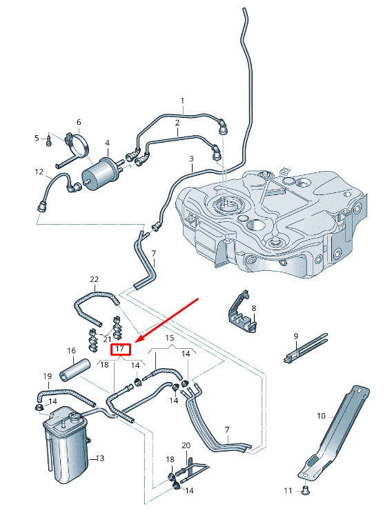 new audi tt 8j fuel feed line 8j0201215ab original