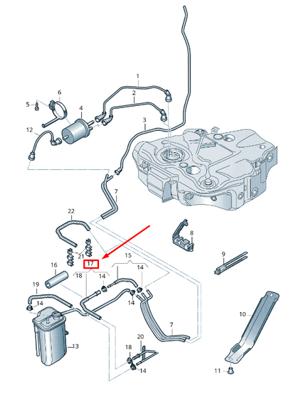 new audi tt 8j fuel feed line 8j0201215ab original