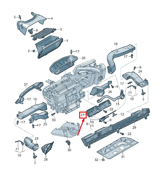 NEW AUDI A6 C8 FOOTWELL HEATER AIR GUIDE LHD 4K1819389