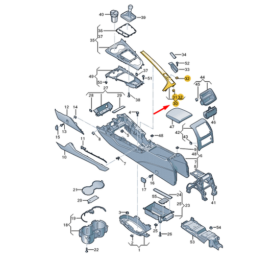 NEW AUDI A4 B9 CENTER CONSOLE COVER FRAME LHD 8W1863969RNP5 ORIGINAL