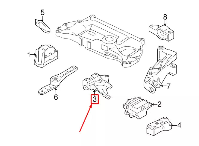 NEW AUDI A3 SPORTBACK 8P RIGHT ENGINE SUPPORT BRACKET 03L199207 ORIGINAL