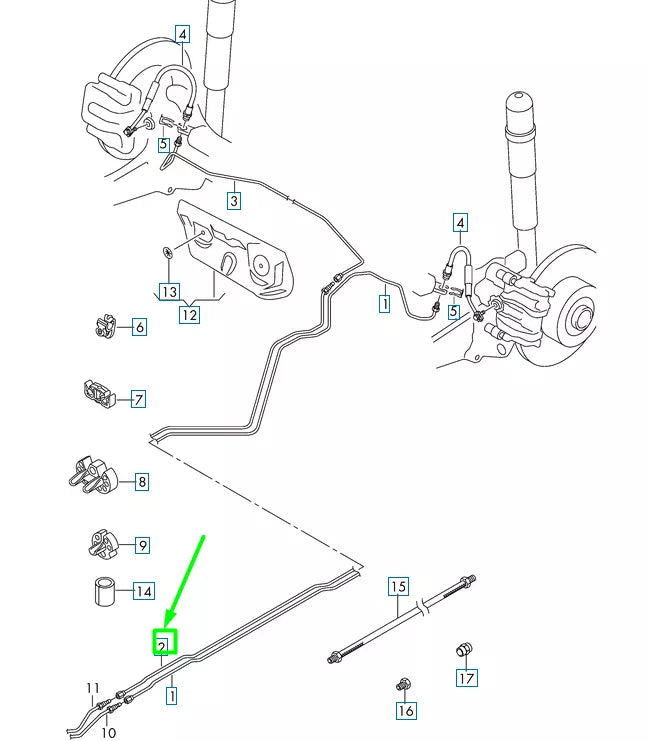 NEW VOLKSWAGEN PASSAT B8 3G REAR RIGHT BRAKE LINE 3Q0614742AF