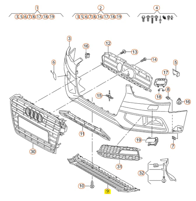 NEW AUDI A4 B8 13-16 FRONT BUMPER PROTECTION PLATE TRIM 8K0807611B