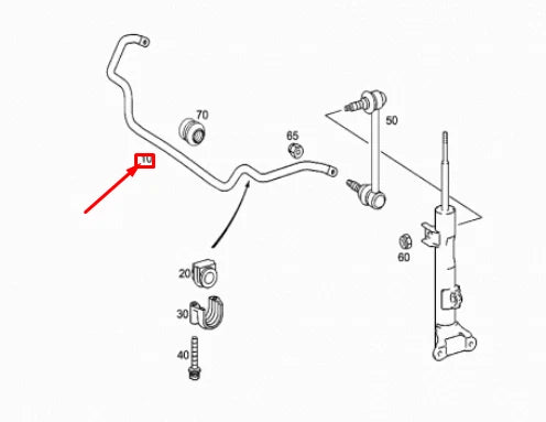NEW MERCEDES-BENZ C W203 FRONT TORSION BAR A2033234865 ORIGINAL