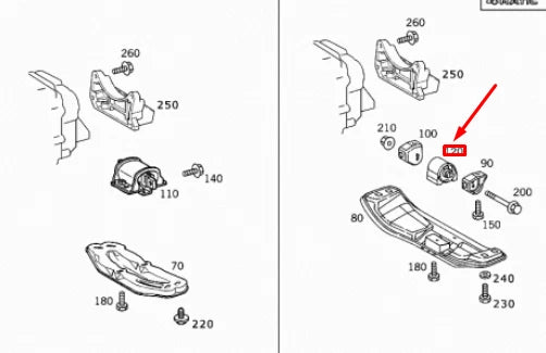 NEW MERCEDES-BENZ E W210 ENGINE SUSPENSION REAR RUBBER MOUNT A2102400618