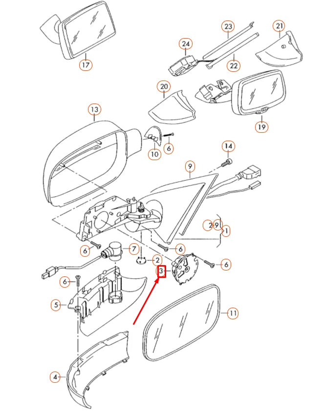 NEW VW TOUAREG 7L FRONT DOOR MIRROR ADJUSTING UNIT WITH MOTOR 3D0959578C