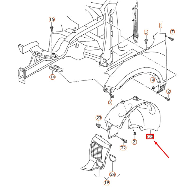 NEW VOLKSWAGEN TOUAREG 7P FRONT LEFT WHEEL HOUSING LINER 7P6805977A ORIGINAL
