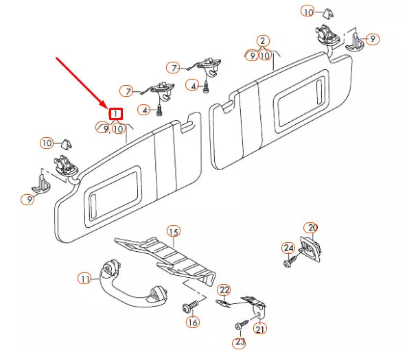 NEW VOLKSWAGEN JETTA A6 LEFT SIDE SUN VISOR 5C6857551A2F4