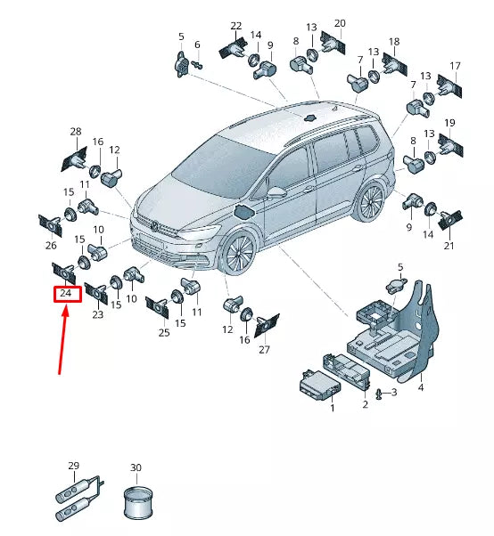 NEW VW TOURAN 5T FRONT RIGHT CENTER PARKING SENSOR BRACKET 5TA919494A
