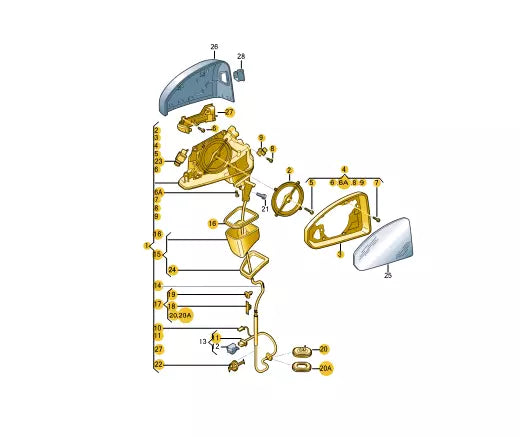 NEW AUDI A4 B9 FRONT LEFT SIDE WING MIRROR HOUSING RHD 8W2857409B9B9 ORIGINAL
