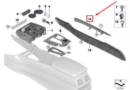 NEW BMW X5 F15,F85 LEFT CENTER CONSOLE ALUMINUM COVER 51168058571 8058571